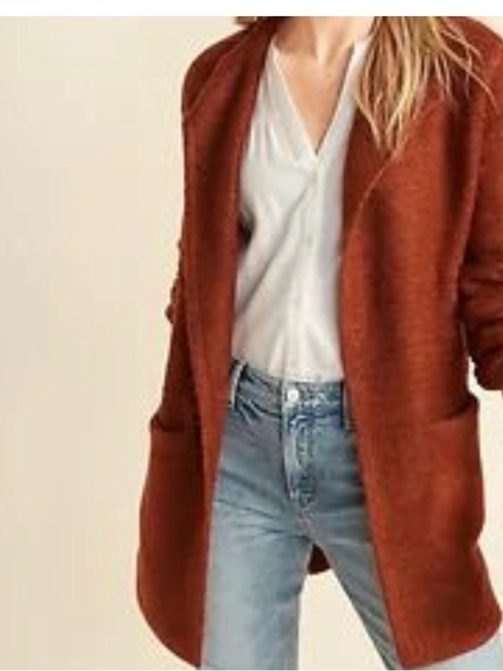 Old Navy Burnt Orange Open-Front Women's Cardigan sweater jacket duster M